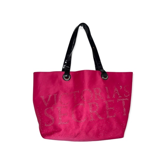 VICTORIA’S SECRET Pink Vintage Tote with Rhinestone Lettering - Picture 3 of 6